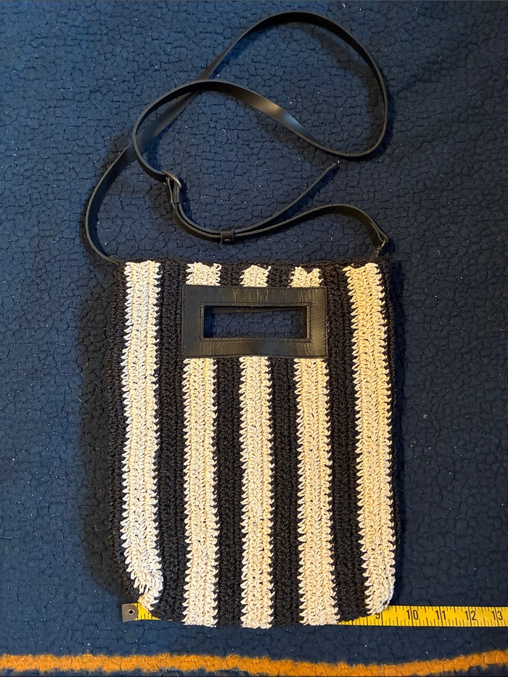 World market Black And Ivory Raffia Stripe Crossbody Bag - Picture 2 of 4